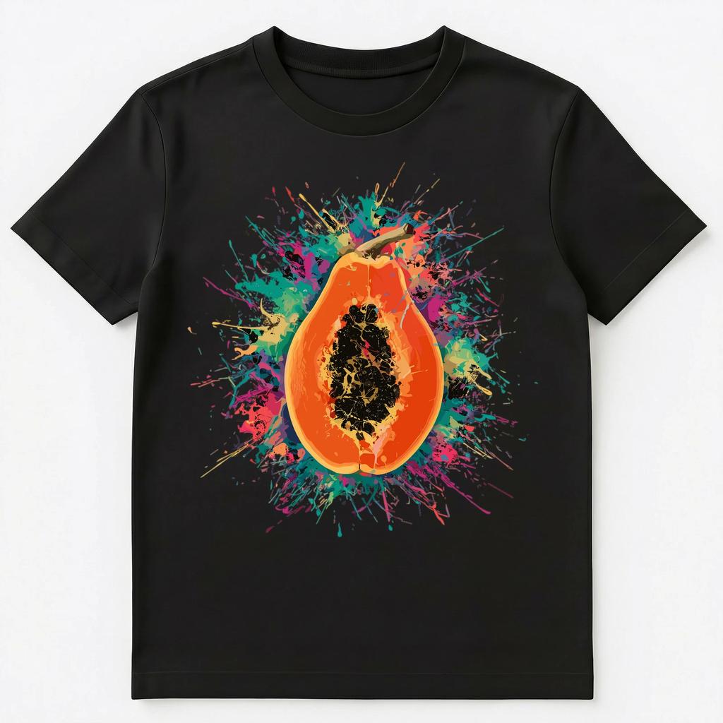 Colorful Paint Splash Papaya Art Graphic Unisex T-Shirt