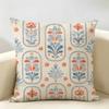 Medieval Revival Tile Cushion Cover Durable Hypoallergenic Organic Linen Short Pillow Cover Washable