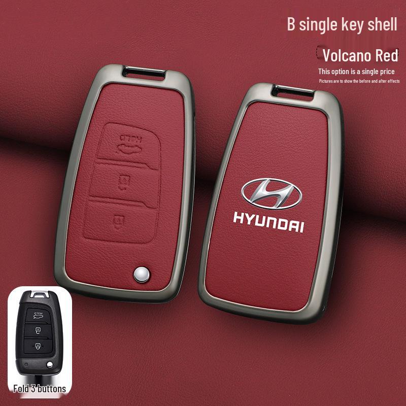Men's Cowhide Key Case for 20 Models Including Beijing Hyundai Elantra & ix35 Verna