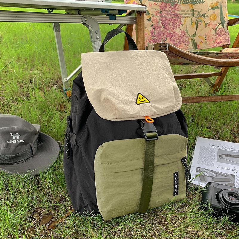 Leisure Outdoor Travel Men's and Women's Backpacks Large Capacity Simple Contrast Color Art College Style Student Backpacks