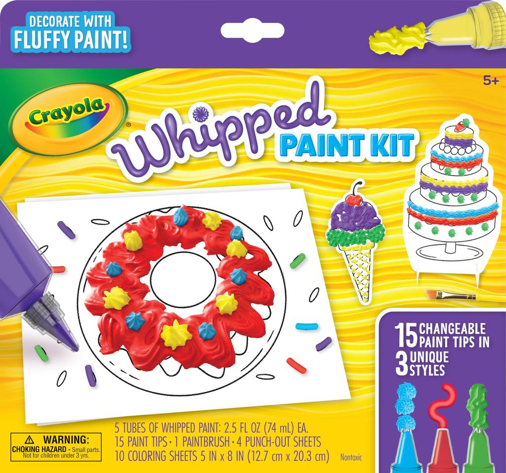 Crayola Whipped Cream Paint 5 Coloring with Authentic Set, Colors, Sheet, Tips, 541095,