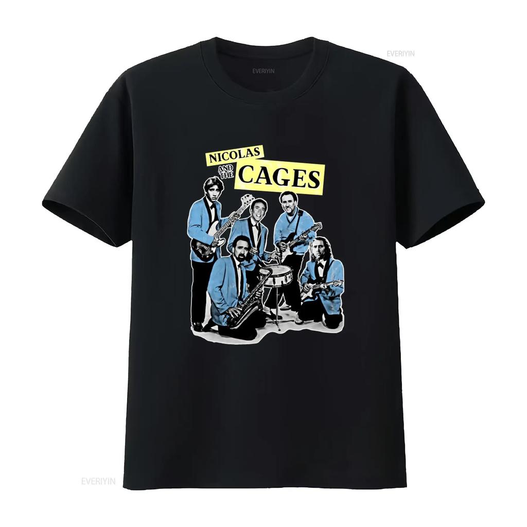 Nicolas Cage Band Music T Shirt and the Cages Design All Sizes Colors Available Vintage Washed Slightly Fashion