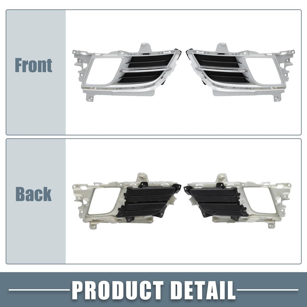 ABSOPRO Front Left and Right Side Fog Light Grille Cover Part Number Compatible with Mazda Silver 1 Pair Trim, GS3M50C10J, 6, 2009-2010, Tone,