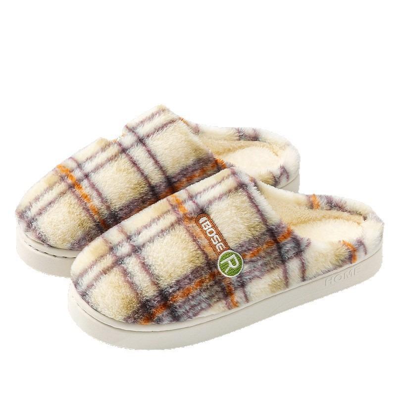 Cotton slippers women's home autumn and winter thick bottom non-slip warm and comfortable indoor fluff cotton mop men's fleece thicker