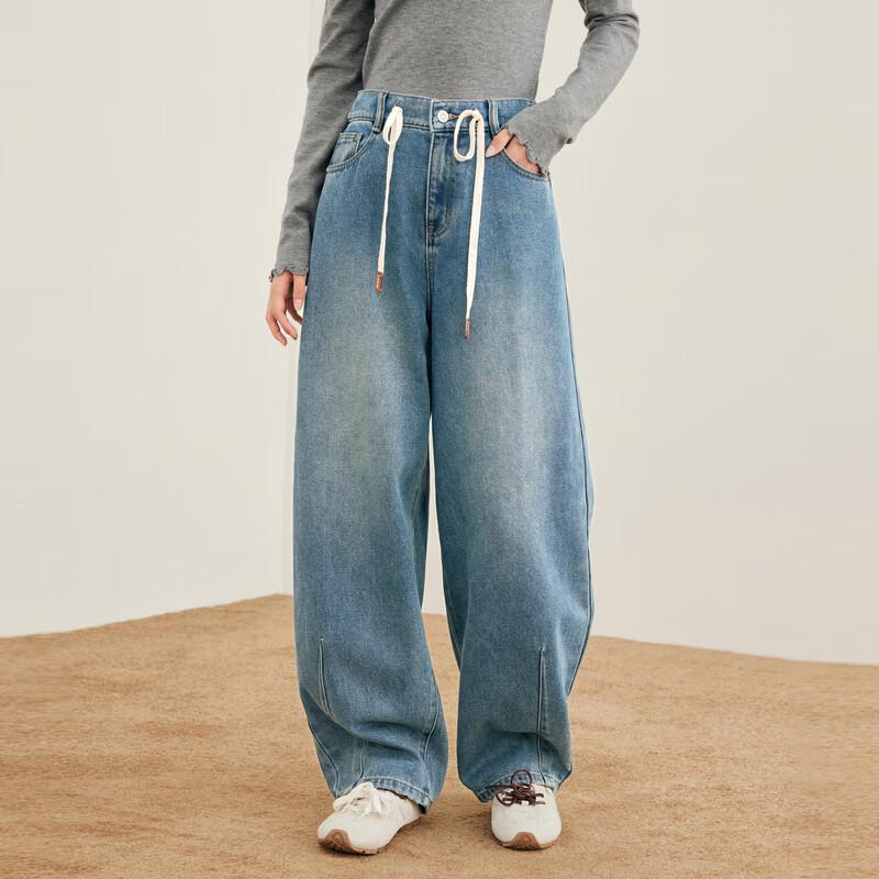 

LED IN Women s Faded Denim Banana Jeans M