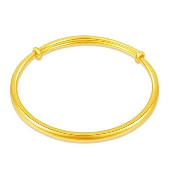 S999 Pure Silver-Plated Frosted Sand Gold Push-Pull Bangle for Women