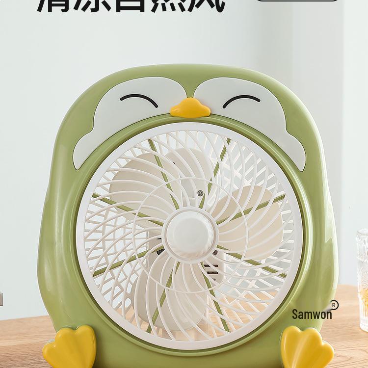 Compact Desktop Fan for Dorms & Offices - Silent Mini Electric Fan Penguin [Strong Wind, Two Speeds, Rotating Blades]