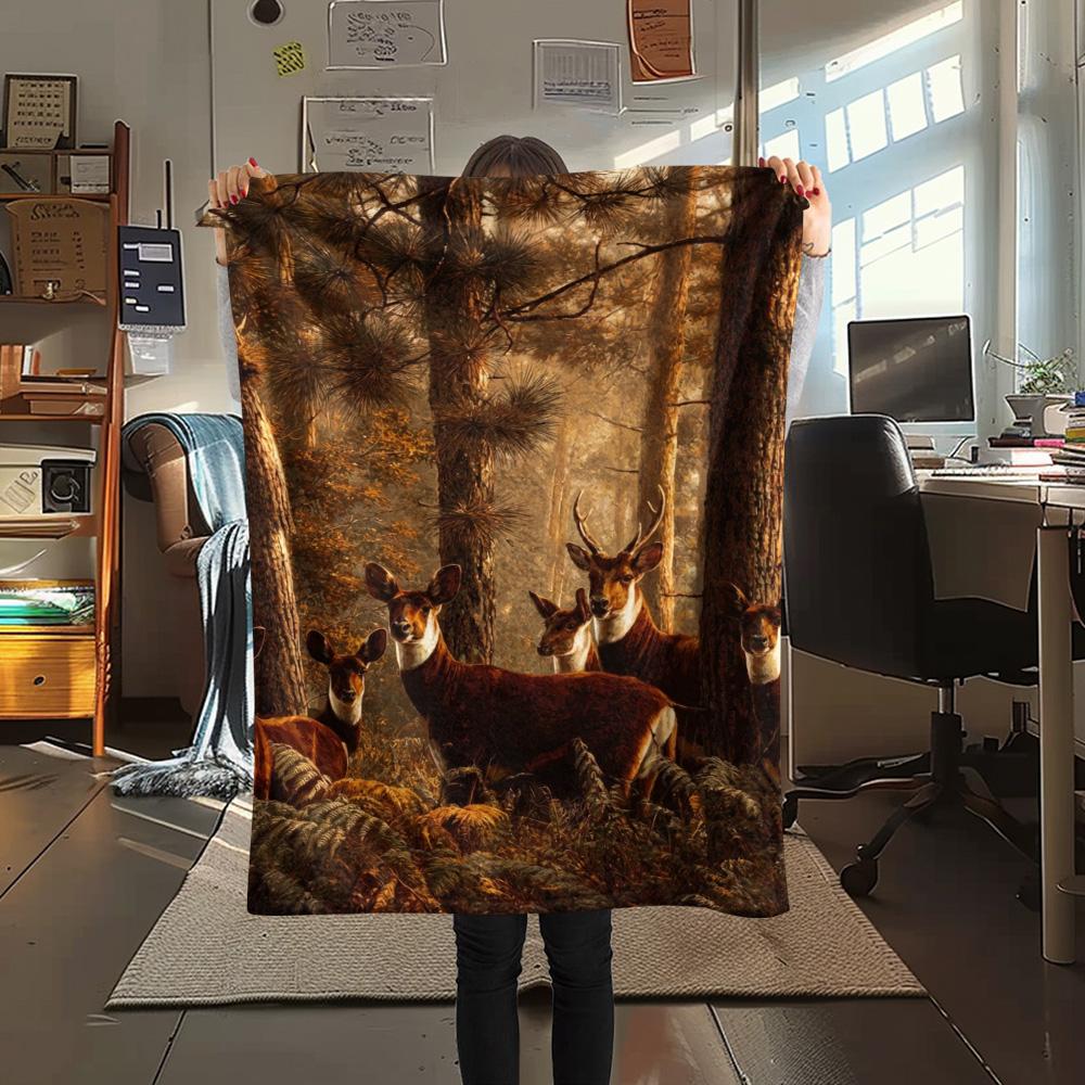 

1PC Wildebeest Print FlAannel Blanket, High quality Comfortable for All Seasons, Home Decor, Warmth and Comfort 80cm x 120cm