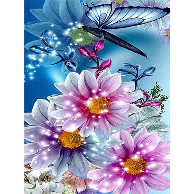 Butterfly DIY 5D Diamond Painting Full Round Resin Flower Diamond Embroidery Mosaic Rhinestone Cross Stitch Gift Home Decor