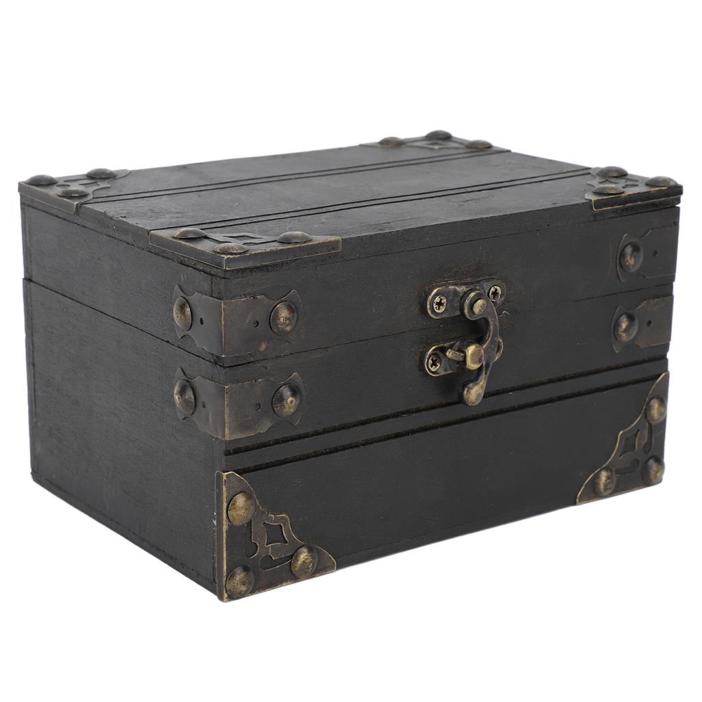 Retro Trälåda för Smycken Skattförvaringslåda Organizer Behållare Fodral Kista Prydnadslåda för Flickor Flickvän Kvinnor