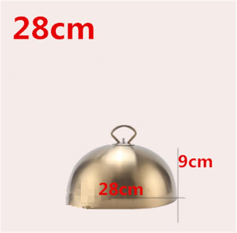 Golden and Stainless steel steak cover luxury western food covers thick iron plate cover 20cm to 28cm gold non-magnetic food lid