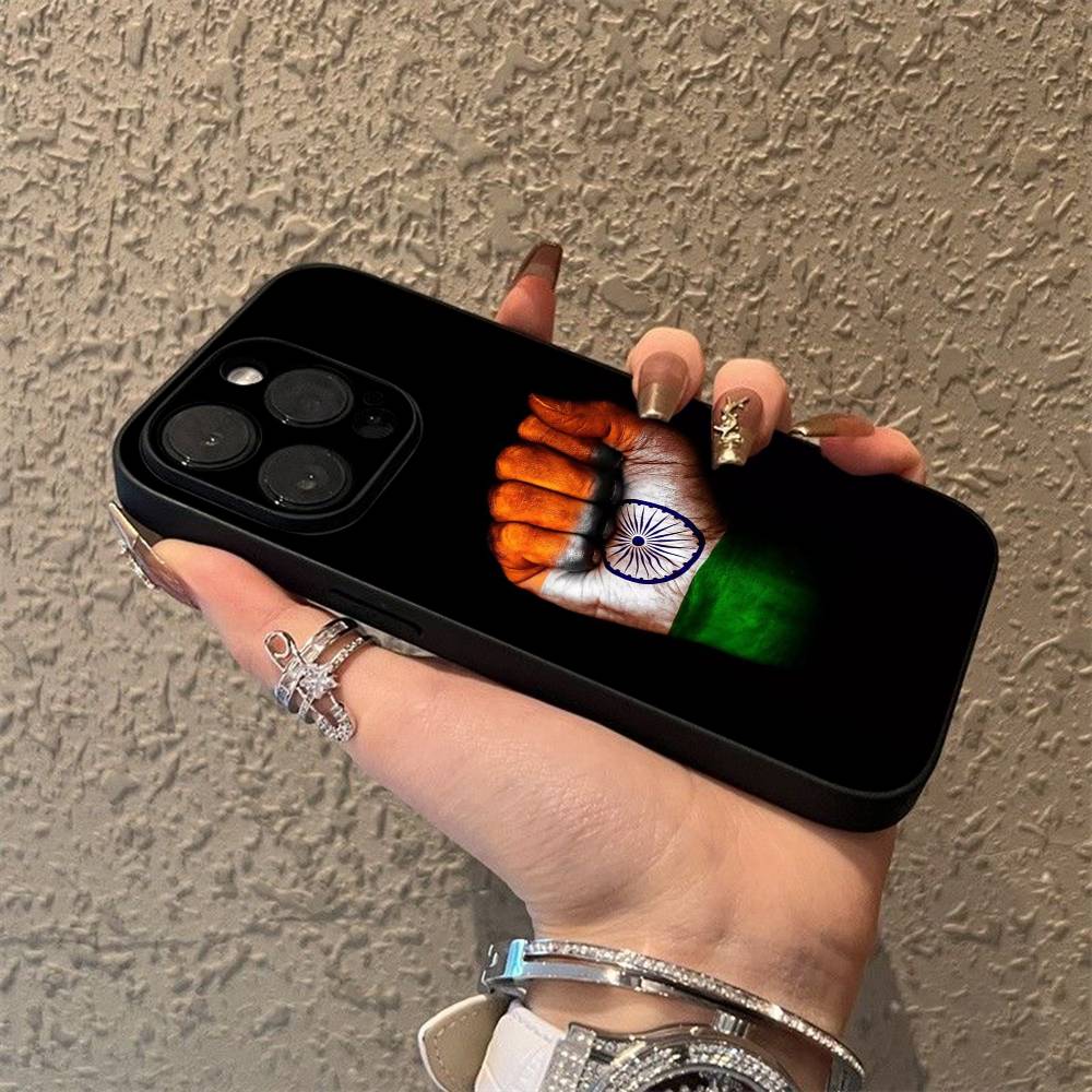 India Indian National Emble Flag Phone Case For iPhone 17,16,15,14,13,12,11,Pro,Max,Plus,E,Air,Mini Black Soft Box