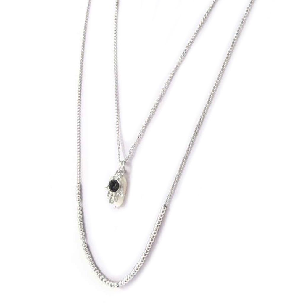 Les Trésors De Lily [J8936] - Silver 'Kilimanjaro' Fatma Necklace