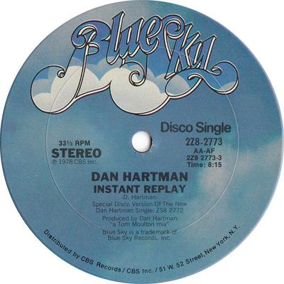 12inch Record DAN HARTMAN - Instant Replay 2Z82773 Blue Sky 1978 US Soul/Funk Used
