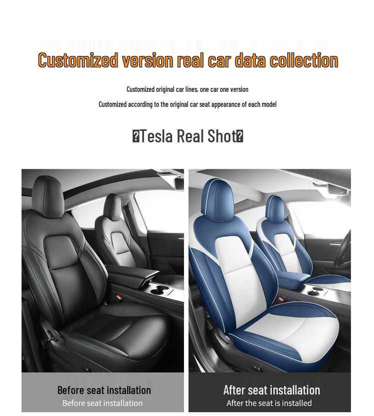 Προσαρμοσμένο Δερμάτινο Κάλυμμα Καθίσματος για Tesla Model 3 2019-2022 - Πλήρης Κάλυψη, Προσαρμοσμένη Εφαρμογή