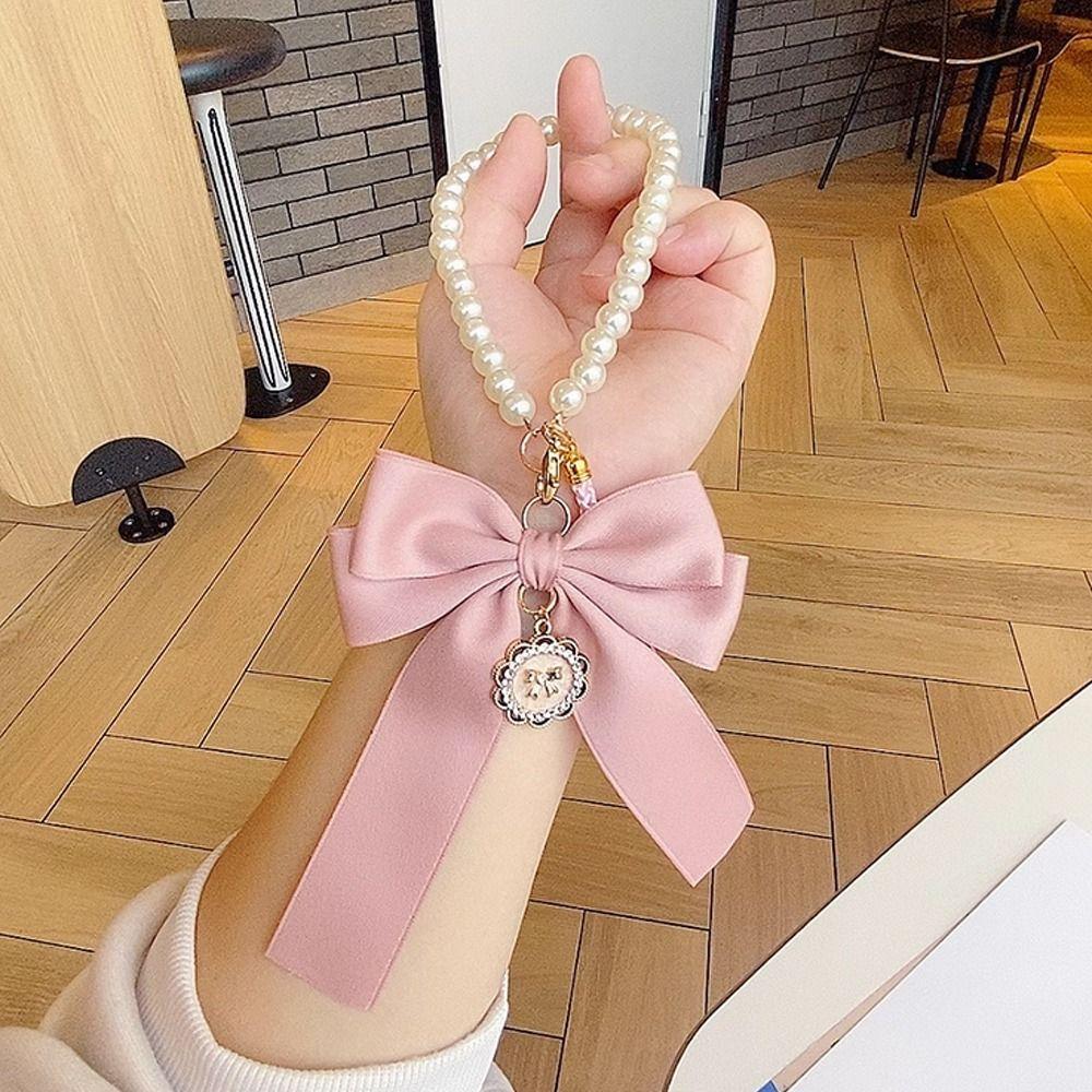 Large Bowknot Bowknot Key Chain Multi-color Pearl Bow Hanging Ornament Heart Shape White Bowknot Charm Keychain Gift Giving
