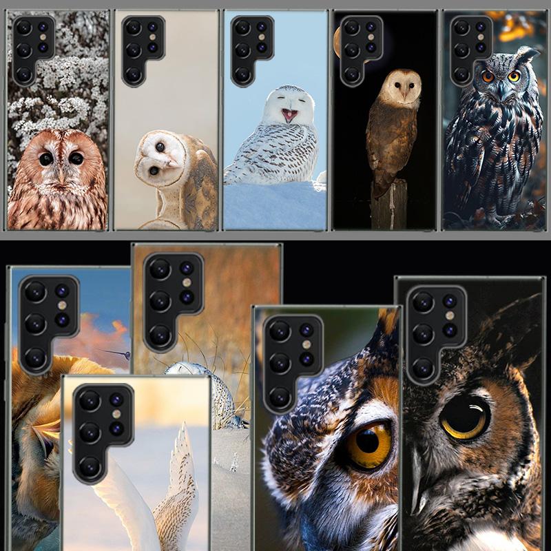 Snow Cute Owl Animal Capa Phone Case For Samsung S26 Ultra S25 Edge Galaxy S23 S21 S20 S24 FE S22 S10 Plus Cover Clear TPU Shell