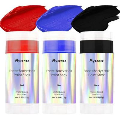 Mysense Rot-Weiß-Blau-Clown-Gesichts-Körperfarbe, Stift, wasserbasiert, ungiftig, Creme, Malerei, Cosplay, Rot+Blau+Schwarz