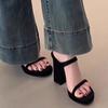 High Heels Women Slippers Chunky Shoes Dress Elegant Woman Pumps 2025 New Designer Sandals Luxury Ladies De Zapatillas