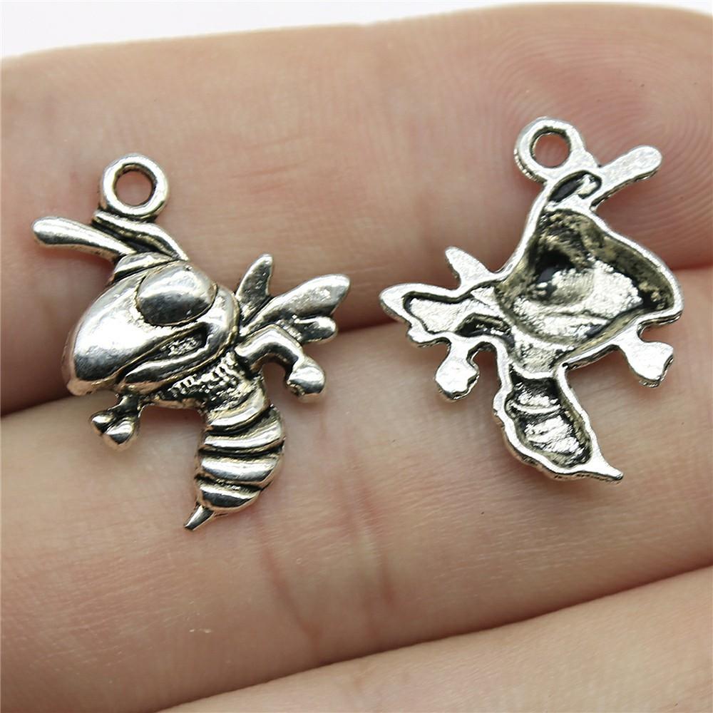20pcs Charms Bee Tibetan Bronze Silver Color Pendants Antique Jewelry Making DIY Handmade Craft