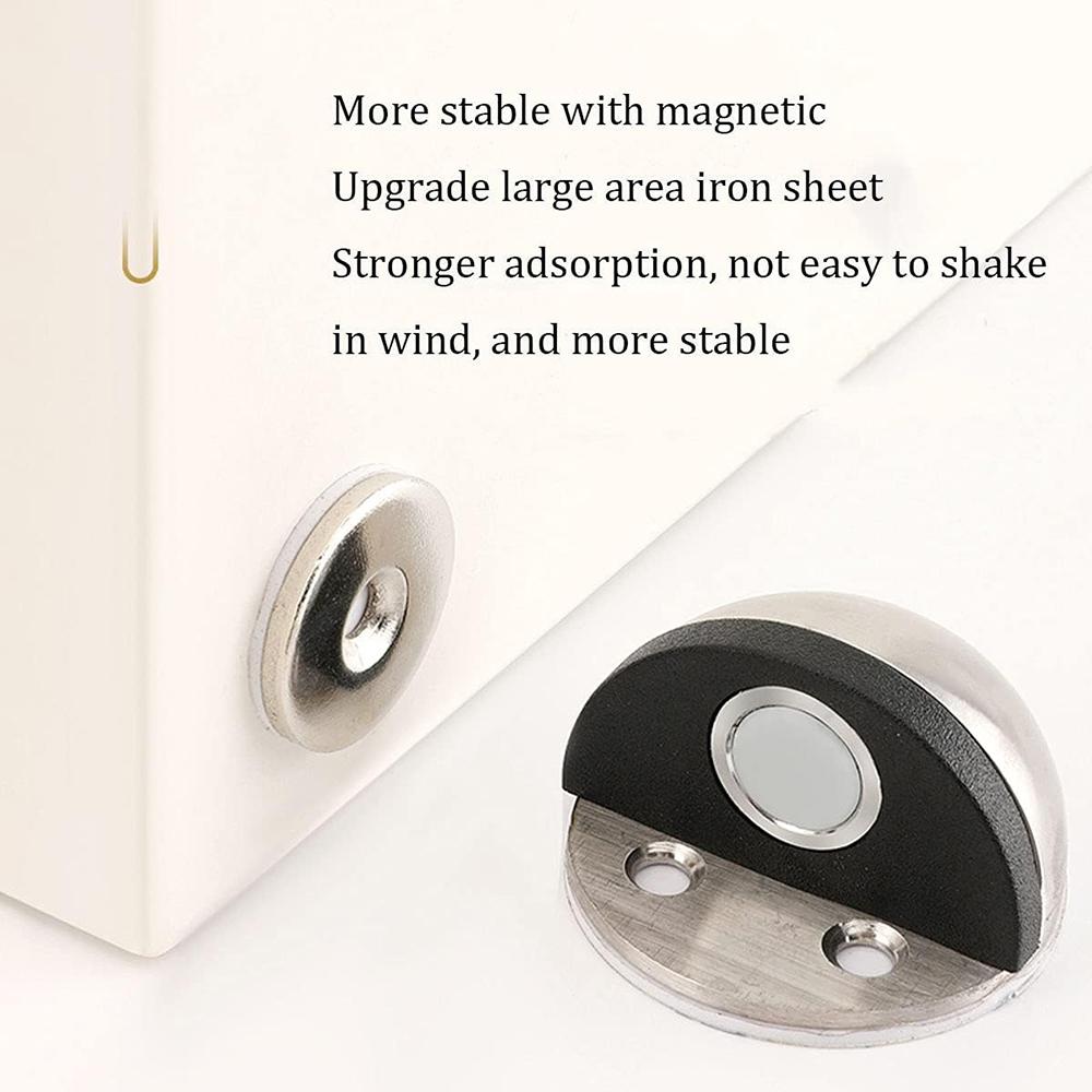 Stainless Steel Rubber Magnetic Door Stopper Punch-free Sticker Concealed Door Holder Floor-mounted Nail-free Doorstop