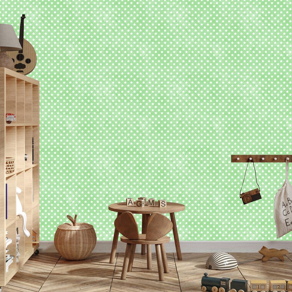 Mint and White Stars Wallpaper, Mint Background for Living Room and Bedroom 50x1000