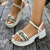Mode 2025 Neue Schuhe Damen Schnallenriemen Damen Sandalen Mode Farbabstimmung Kleid Sommer Vielseitig Rutschfest Absatzsandalen Zapatos