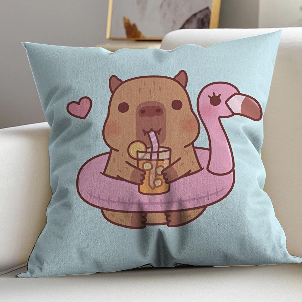 Cute Cartoon Capybara Cushion Cover Pillowcase Upholstery Sofa Throw Pillow Home Decor Pillowcas