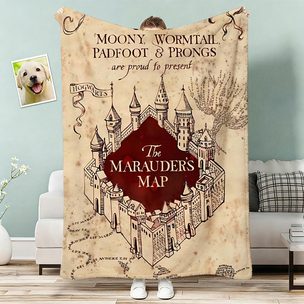 The Marauder's Map Throw Lightweight 240g Flannel Blanket Soft Skin-friendly for Summer Cooling