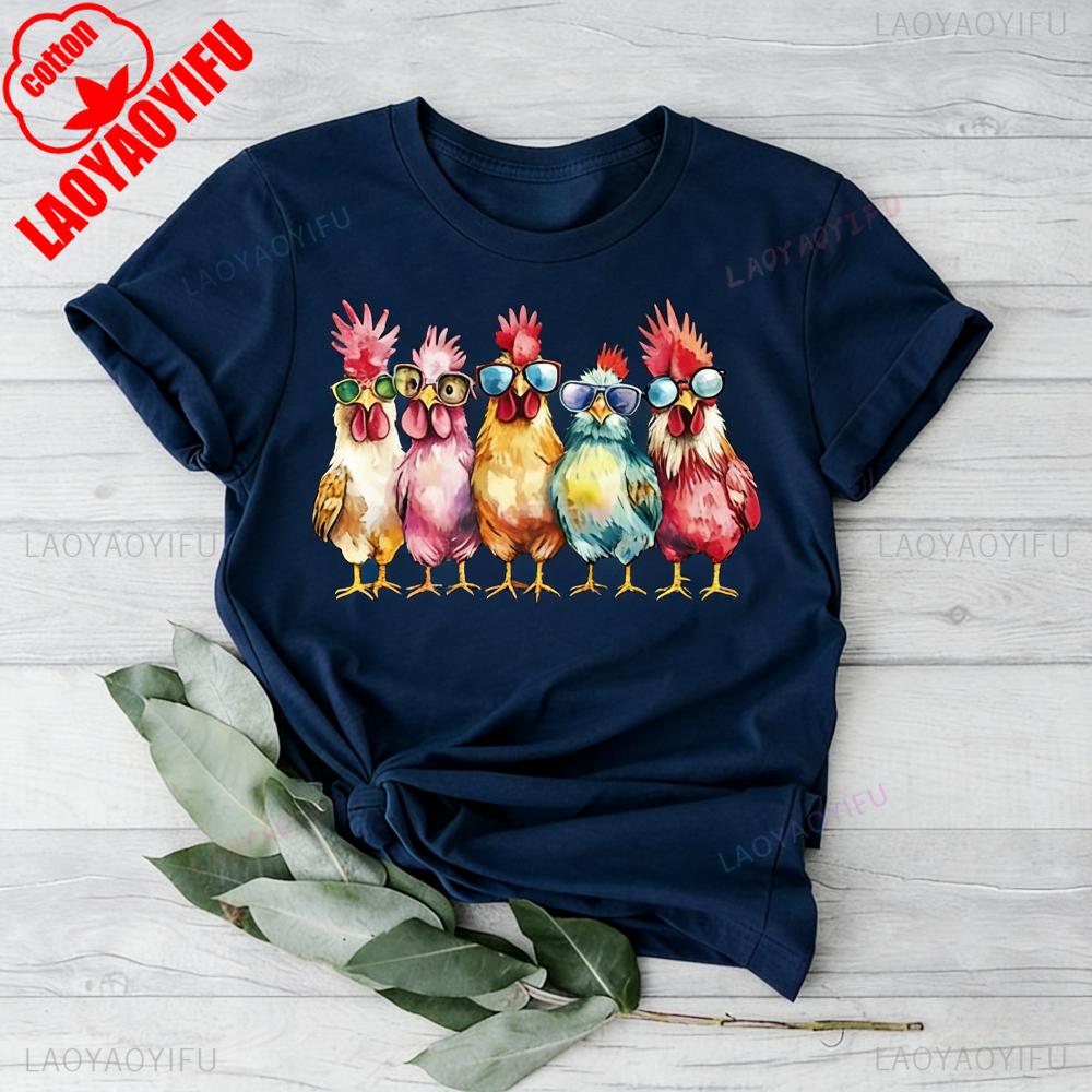 Chicken Funny Farmer Shirt Love Chickens Tee Animal TShirt Fashion Casual Unisex Short Sleeve Farm Daily Life Cotton Tshirt