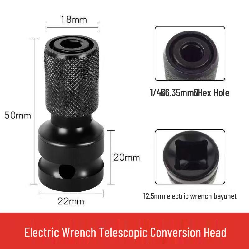 Universal Electric Wrench Adapter: Socket to Hex Bit with Telescopic Sleeve