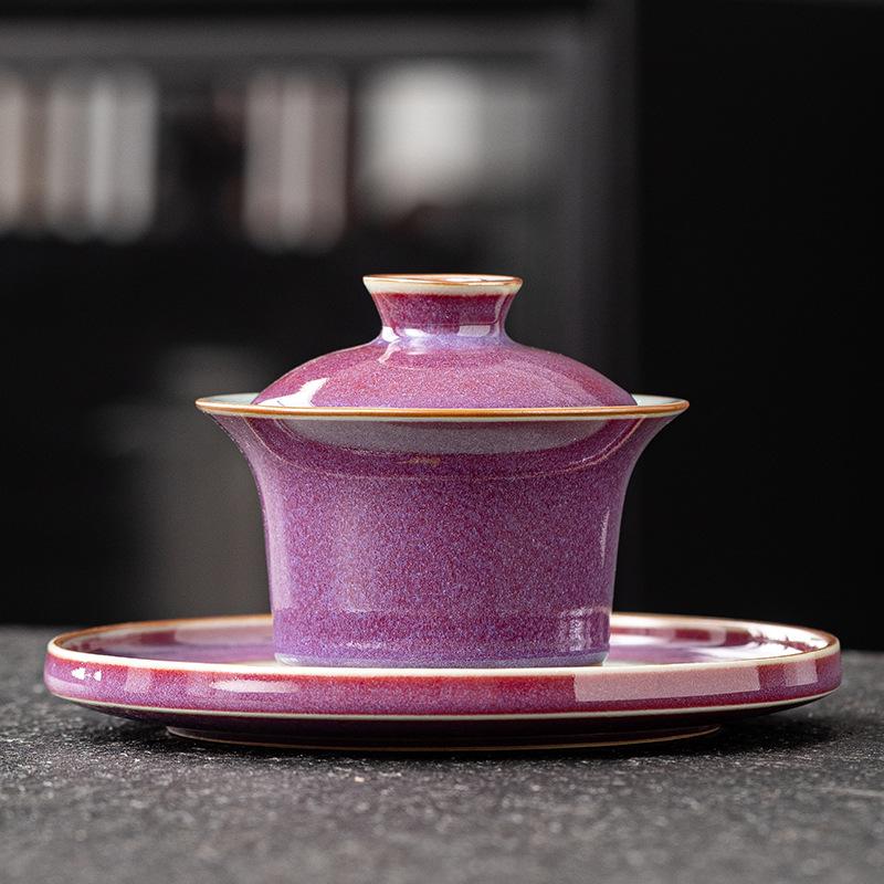 Luxury Ice Crackle Ceramic Kung Fu Tea Set with Gaiwan Teapot - Elegant Gift Box Included