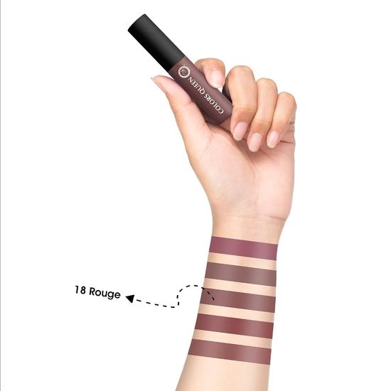 Colors Queen Mellow Matte Lip Cream, Long Wear Liquid Matte Lipstick, Velvety Soft Finish, Weightless Formula (18 - Rouge)
