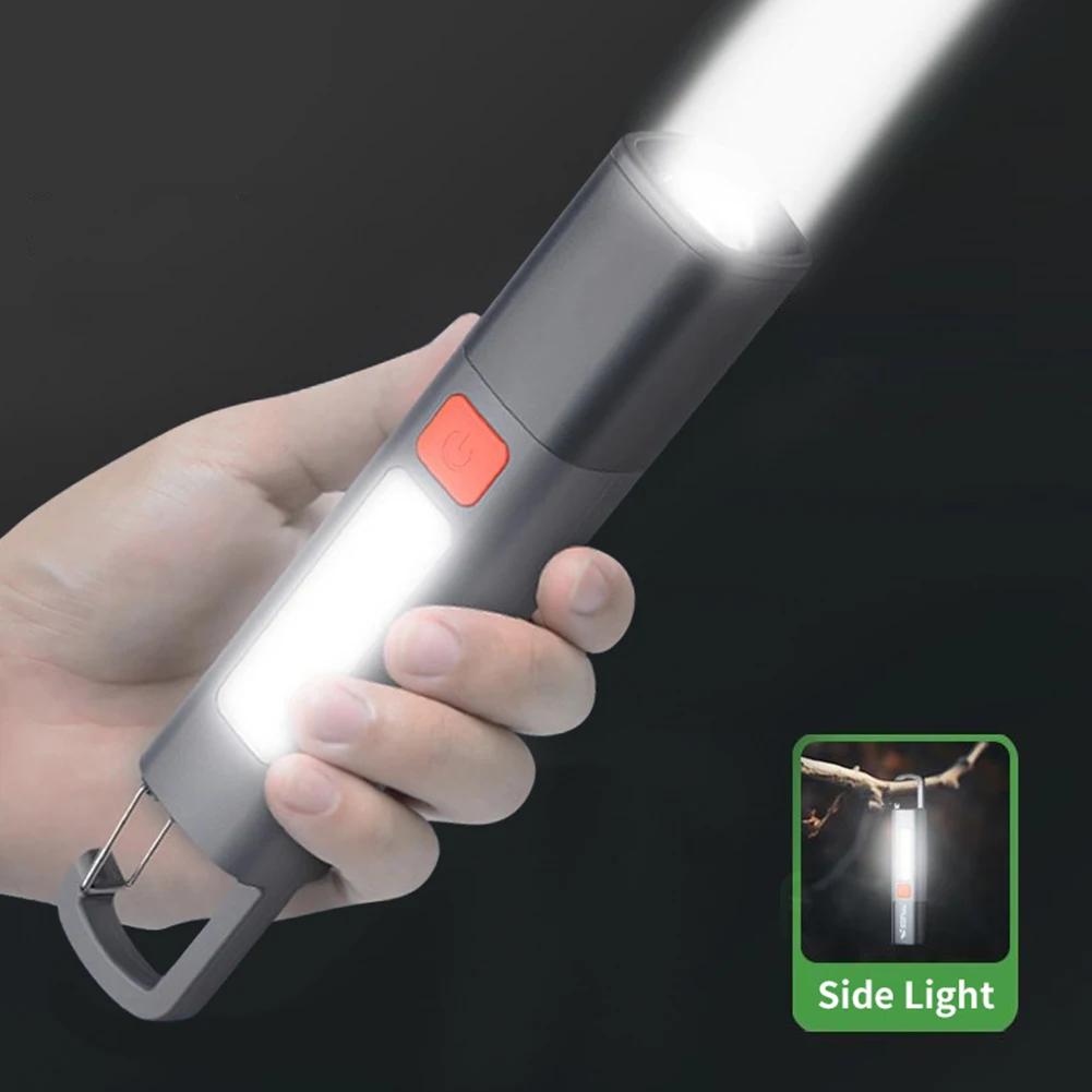 1-10Pcs Outdoor Flashlights Portable Strong Light Variable Focus with Floodlight Side Lights Long Range Torch USB Rechargeable