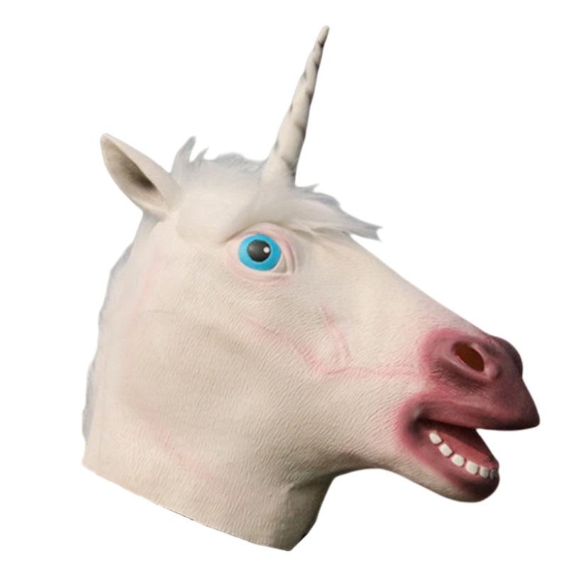 Halloween Einhorn Pferdekopf Tierkopfbedeckung für Maskenball Party Themenveranstaltungen, Lustige Kostüm Latex Requisiten