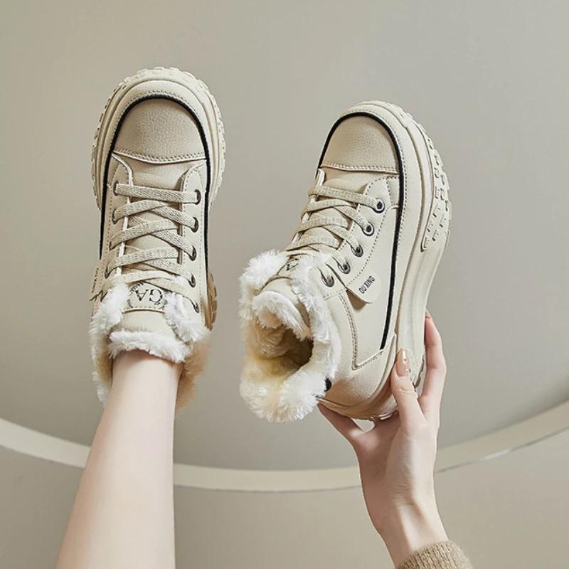 Trendy High Top Cotton Shoes for Autumn and Winter 2024 New High Top and Plush Warm and Versatile Casual Sports Women's Shoes