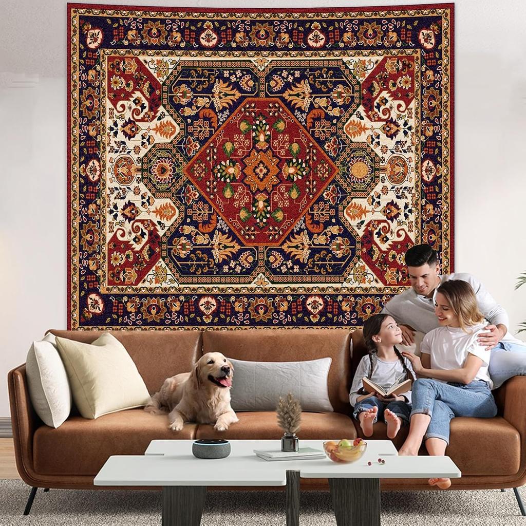 Boho Hippie Wall Tapestry Indian Bohemian Tapestry Art Decoration Retro Orange Mandala Flower Carpet Living Room Bedroom Home De