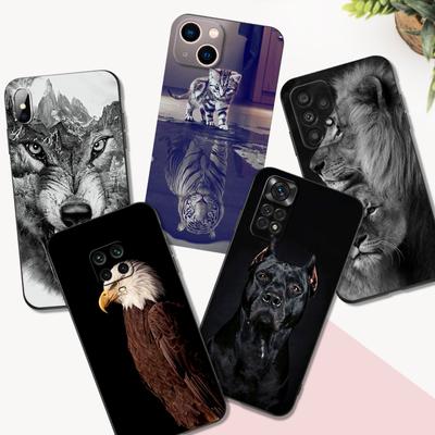 Black Tpu Case For Samsung Galaxy M53 M13 M62 A12 A22 A32 A42 A52 A72 4g 5g Back Cover Wolf Tiger Lion Cat Dog