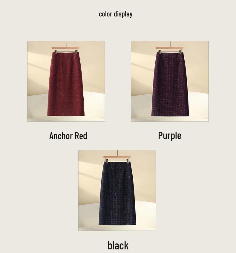 Lux Women's Sequin Tweed French-Style Wool Skirt for Autumn/Winter 2025