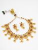 Gold-Plated Maroon Stone-Studded & Beaded Jewellery Set