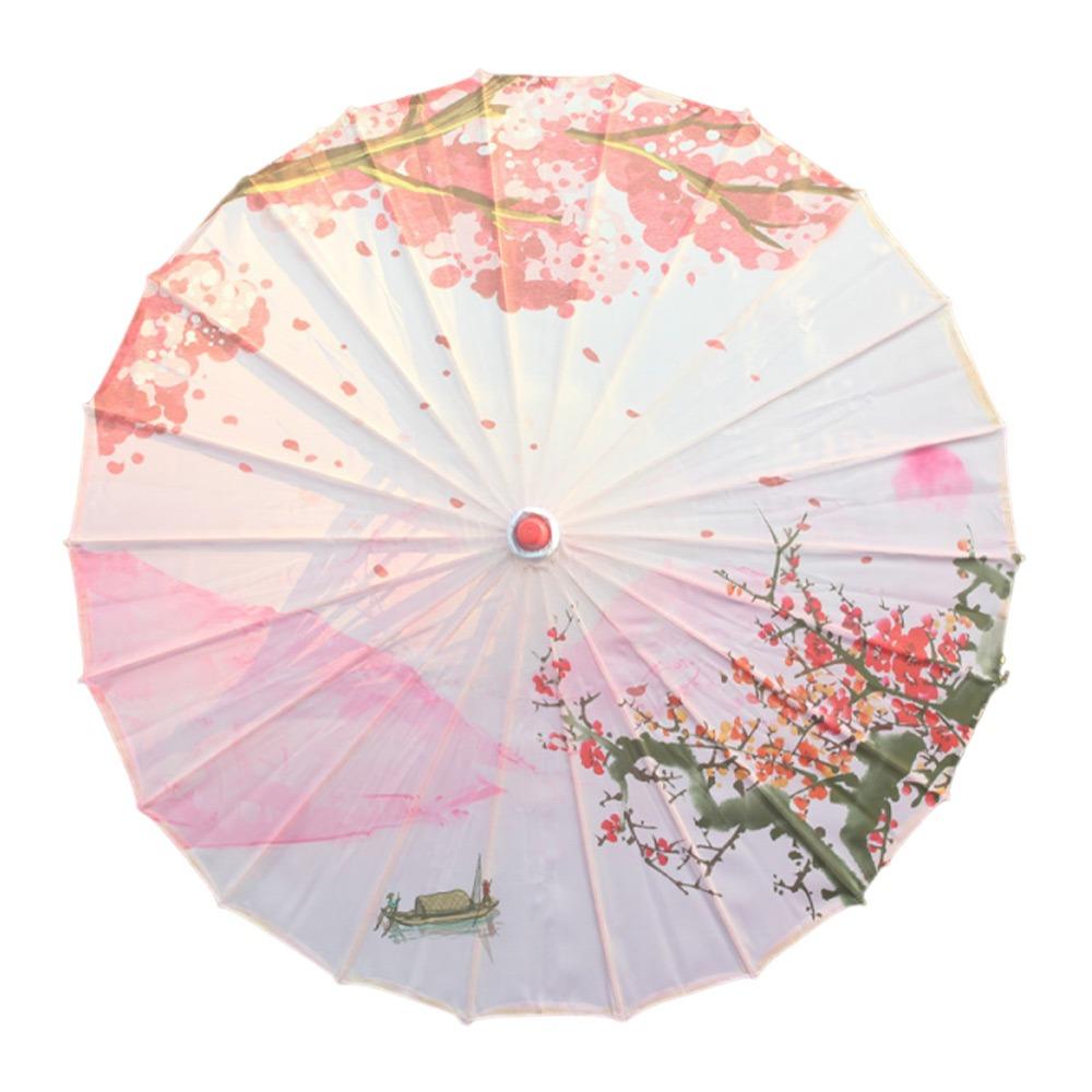 Printed Silk Oiled Paper Umbrella Tassel Design Silk Fabric Umbrella Bridesmaids Party