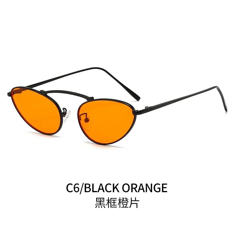 Fashion Luxury Cat Eye Sunglasses for Women Unique Small Oval Metal Frame Brand Design Eyewear UV400 Sunglasses Lentes De Sol