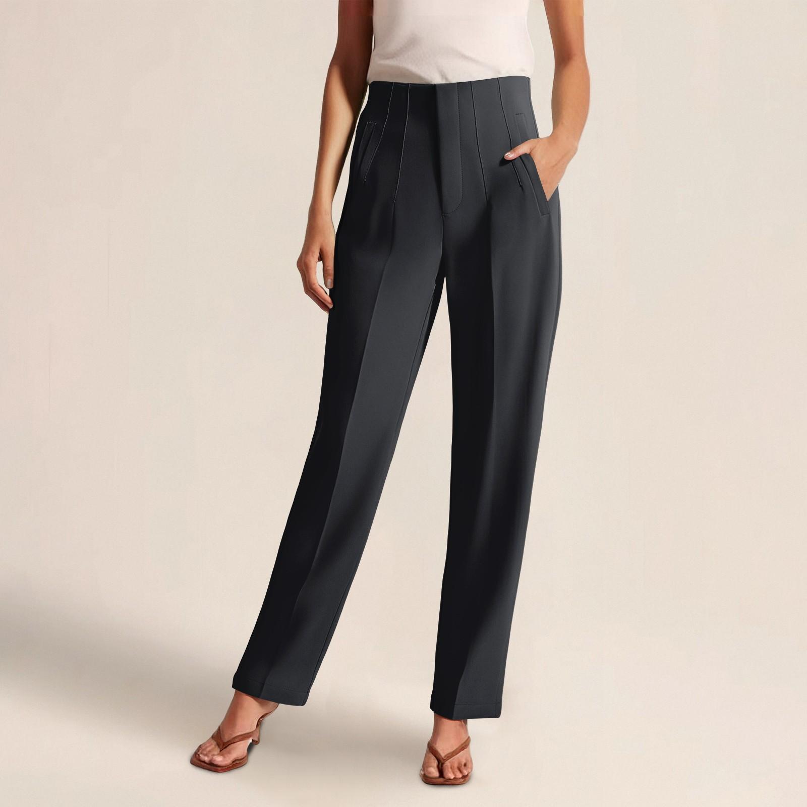 

Женские брюки для костюма. Повседневные брюки с высокой талией для работы и поездок на работу S чёрный