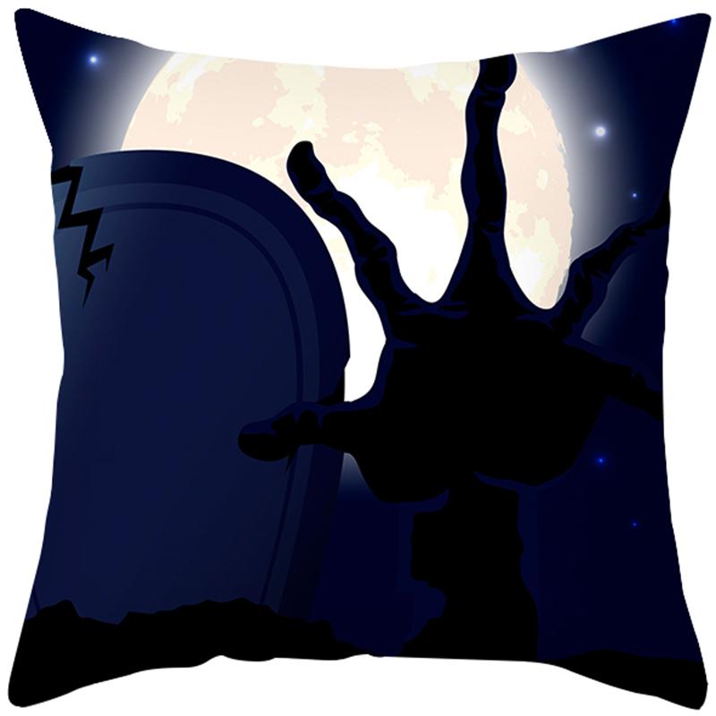 Halloween Theme Horror Pumpkin Bat Print Pattern Cushion Cover Home Living Room Sofa Decoration Square Throw Pillow Cover