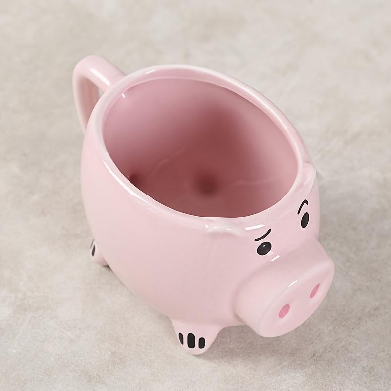 Adorable Pink Ceramic Pig Coffee Mug ,3D Cartoon Animal Design, Reusable, Machine Washable, Perfect for Youngsters' Breakfast or Afternoon Tea