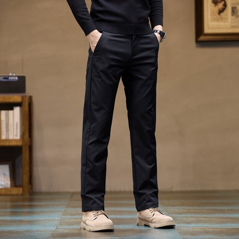Foreign Trade Surplus Pure Cotton Straight-Leg Business Casual Pants for Men, New Spring and Autumn Style, Loose Fit, Stretchy Workwear Long Pants