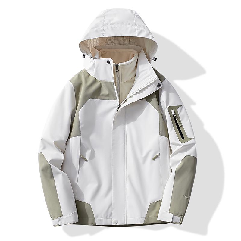 Waterproof 3-in-1 Hooded Mountaineering Jacket for Couples: Men & Women’s Winter Outdoor Windbreaker