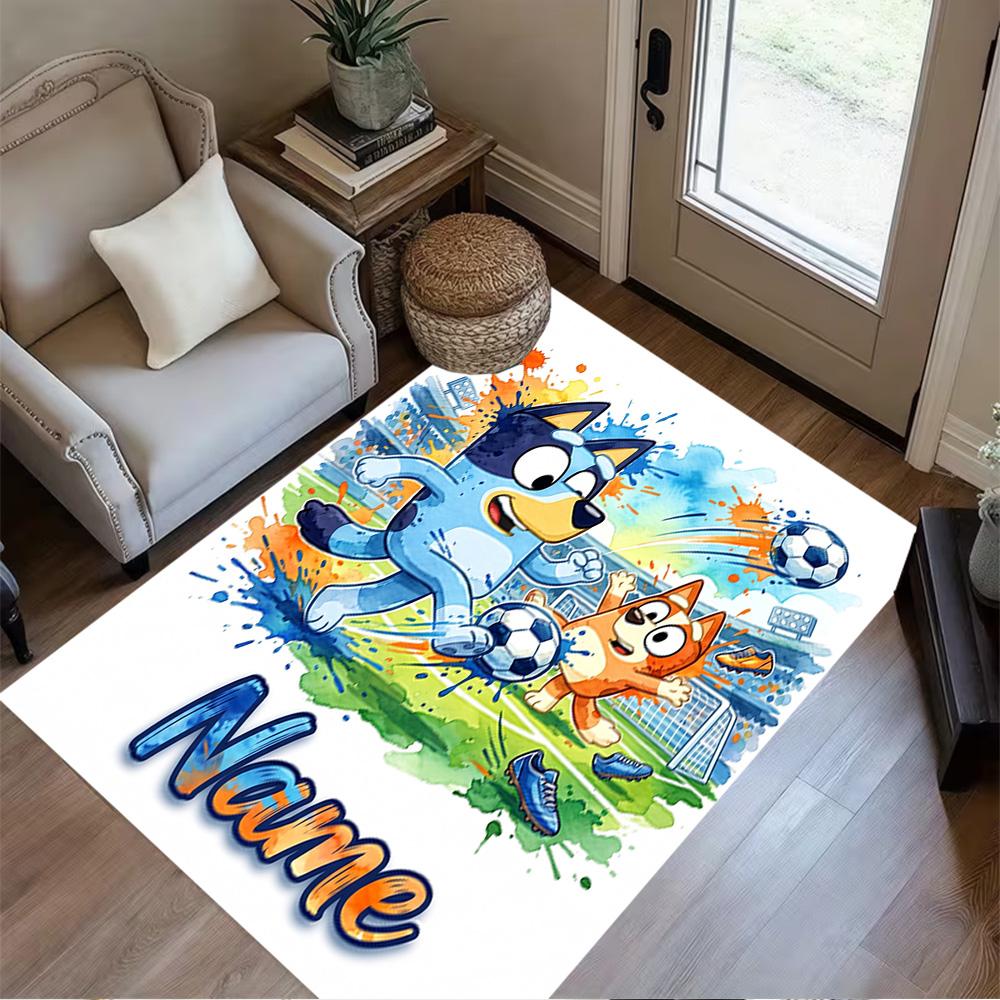 Spooky Pups Halloween Football Personalized Text Carpet Design for Foyer Decorate room Game Room Living Rooms Anti-slip Rug Office home decor