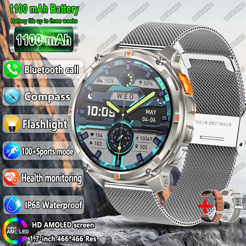 New Military T-Rex 3 Smart Watch Men 1100mAh Battery AMOLED  IP68 Waterproof Outdoor Compass Bluetooth CallSport Smartwatch