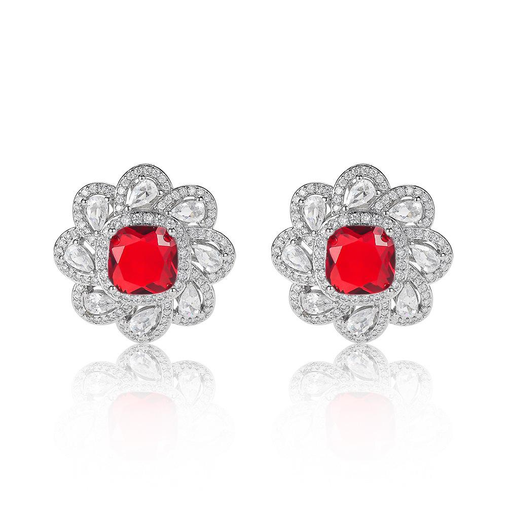 Popular European and American style retro colored treasure earrings exquisite earrings